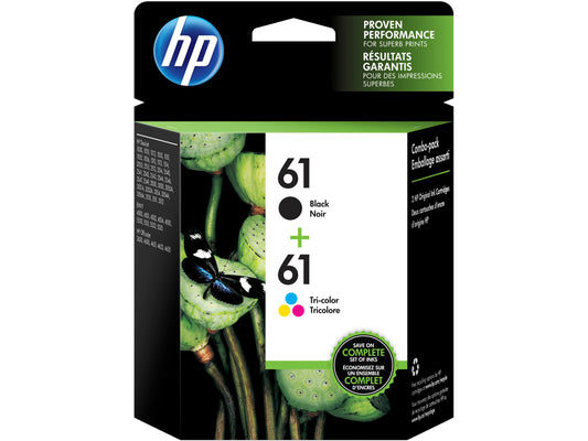 HP 61 2-pack Black/Tri-color Original Ink Cartridges, ~170 pages, CR259FN#140