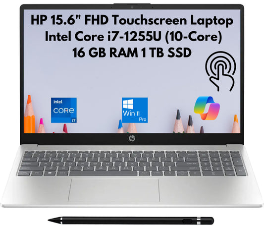 HP 15.6" FHD Touch 10-Core i7-1255U 16GB 1TB PCIe SSD Webcam Stylus Win 11 Pro