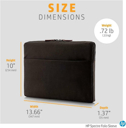 New Genuine HP 13.3" Spectre Folio Sleeve Waxed Canvas, Black Fabric 5DC30AA#ABL