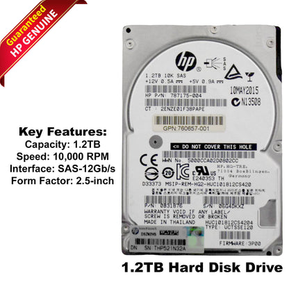 HP MLC 1.2TB 10K RPM SAS 12Gb/s SFF 2.5" Hard Drive 787175-004 0B31876 (NOT FOR HOME PC)