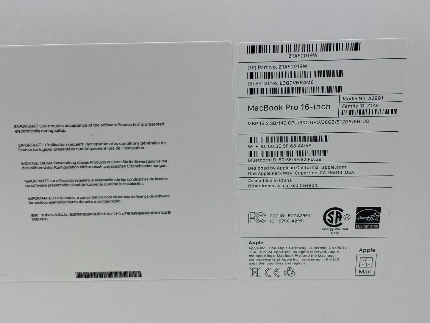 New Apple MacBook Pro 16" 512 SSD, M3 Max, 36GB) 14 Core 30 Core