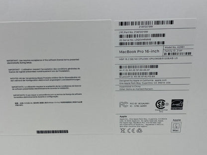 New Apple MacBook Pro 16" 512 SSD, M3 Max, 36GB) 14 Core 30 Core