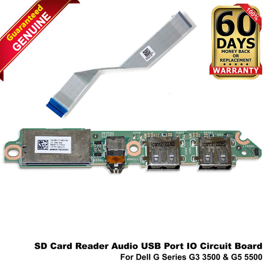 Dell G3 3500 G5 5500 IO USB Audio SD Card Board & Ribbon Cable 9D1Y5 913TK
