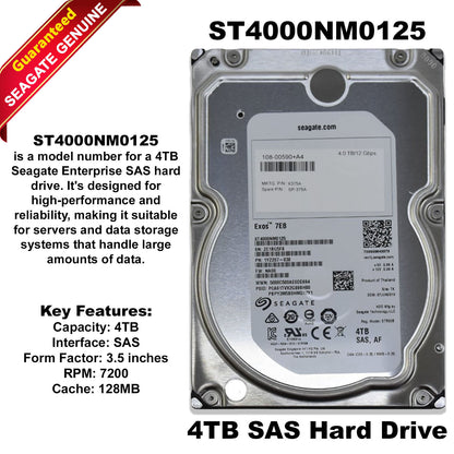 Seagate Exos 7E8 4TB 7.2K SAS 12Gb/s 512e Enterprise HDD ST4000NM0125 (NOT FOR HOME PC)