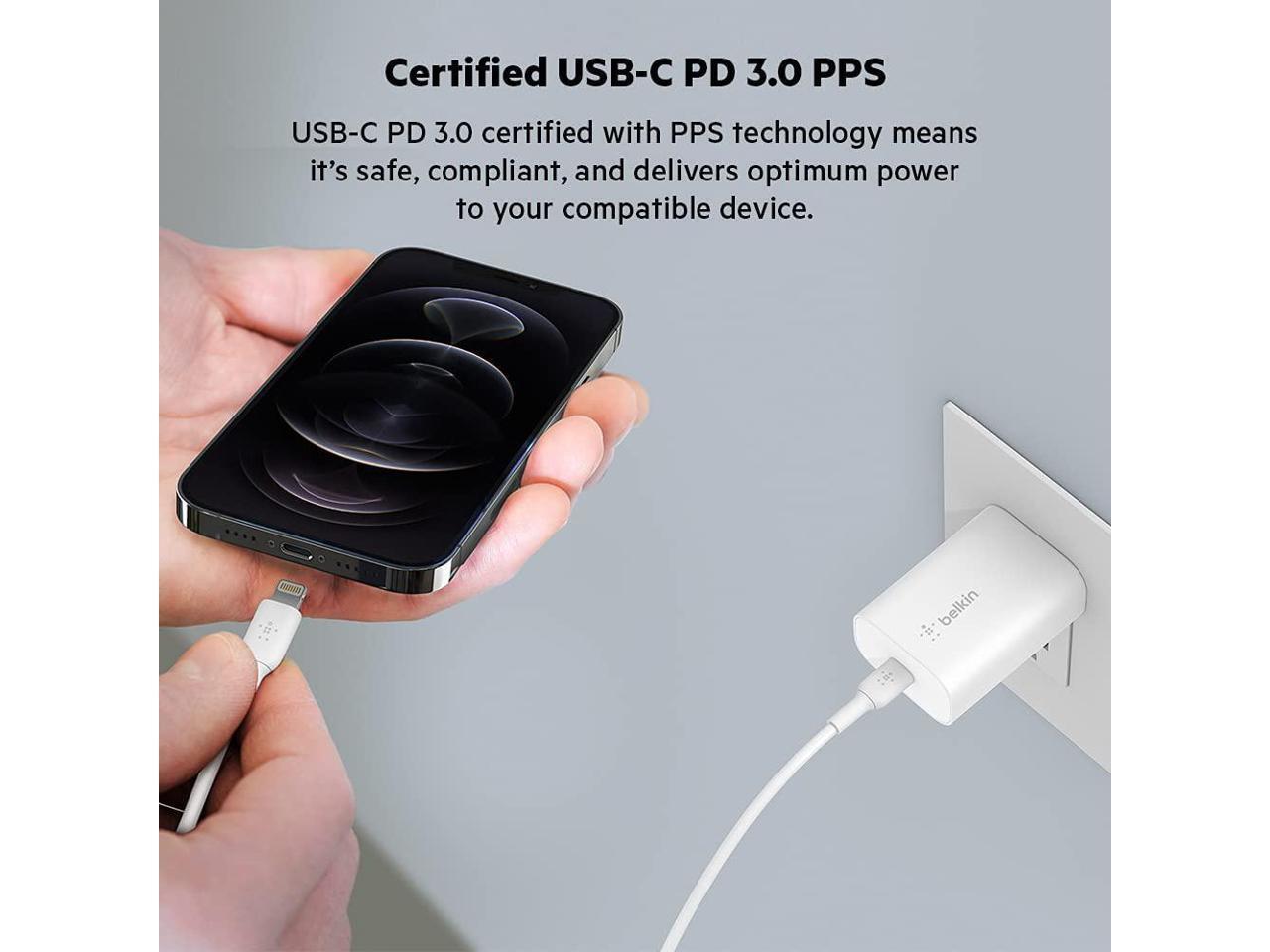 Belkin 25-Watt USB-C Wall Charger, Power Delivery PPS Fast Charging for Apple iP