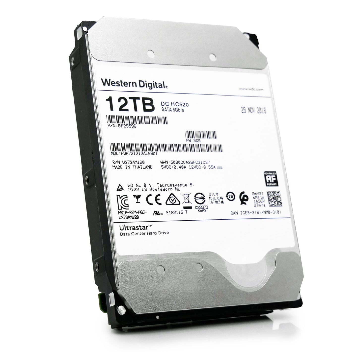 WD HGST Ultrastar HC520 12TB 7.2K RPM SATA 3.5" HDD HUH721212ALE601 0F29596