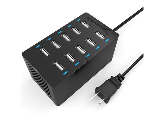 Sabrent 60 Watt (12 Amp) 10-Port [UL Certified] Family-Sized Desktop USB Rapid C