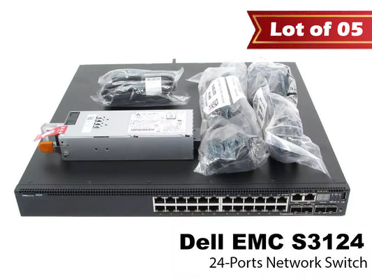 Lot of 5 Dell EMC PowerSwitch S3124 24-Ports 1GbE RJ-45 2x SFP+ Switch MTX2F
