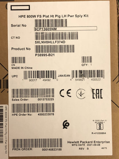 New Sealed HPE 800W Flex Slot Platinum Low Halogen Power Supply 100V-240V AC PSU