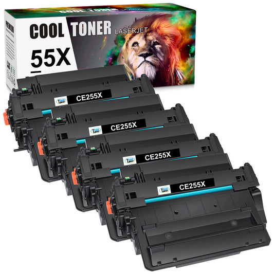 4 PK CE255X 55X Toner Cartridge For HP LaserJet P3015 P3015d P3015dn P3015n