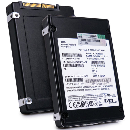 HP/Samsung PM1733 960GB NVMe PCIe Gen 4.0 U.3 2.5in Enterprise SSD MZXL5960HBHQ