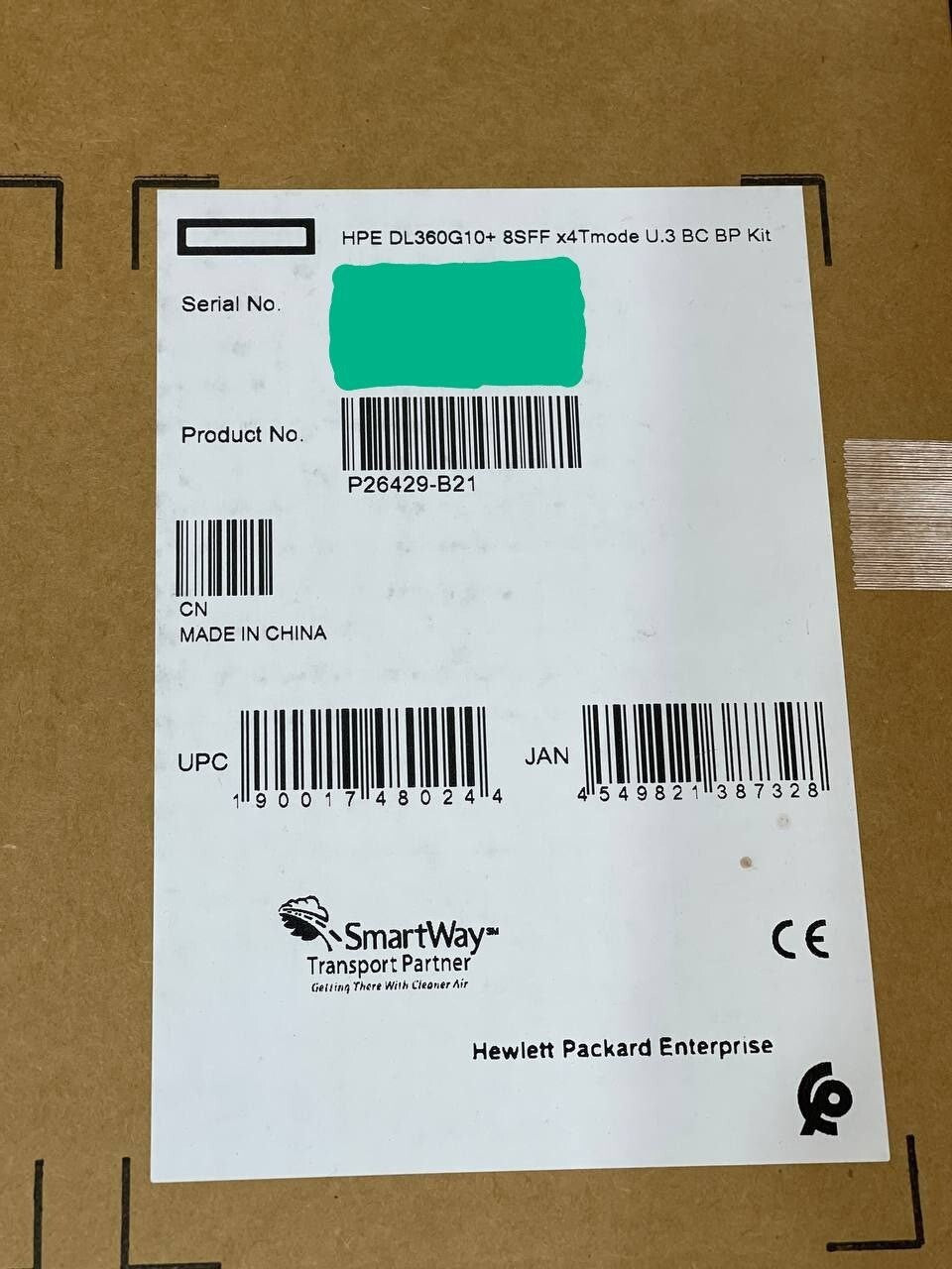 HPE ProLiant DL360 DL365 Gen10+Plus 8SFF x4 Tri-Mode 24G U.3 BC Backplane Kit