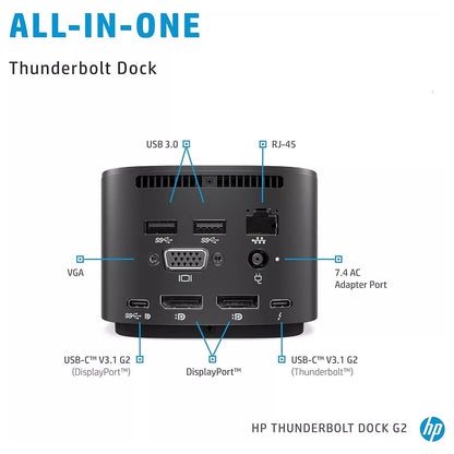 HP Thunderbolt Dock G2 120W USB-C Docking Station Port Replicator 2UK37UT