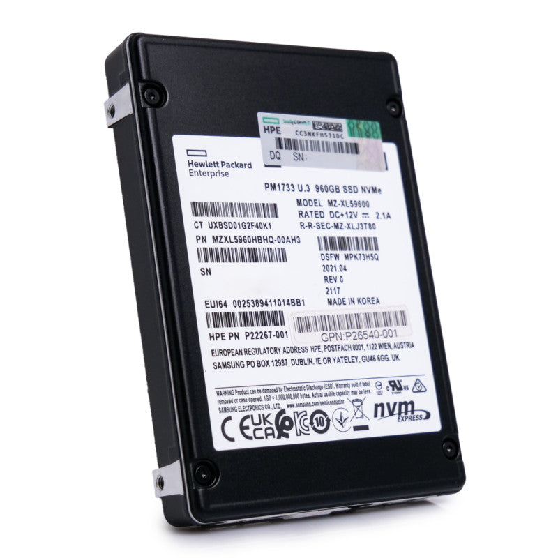 HP/Samsung PM1733 960GB NVMe PCIe Gen 4.0 U.3 2.5in Enterprise SSD MZXL5960HBHQ