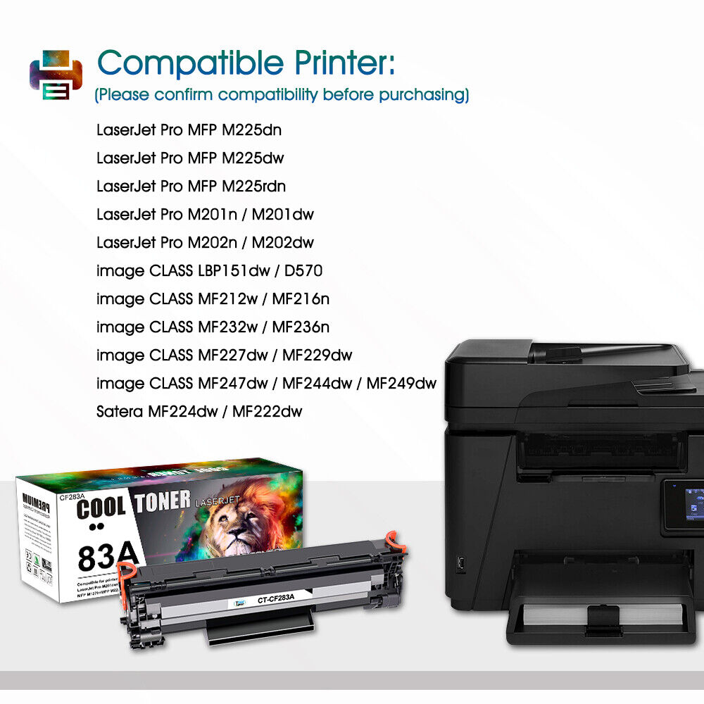 3x Black CF283A 83A Toner Compatible with HP LaserJet Pro M127fn M127fw M128fw