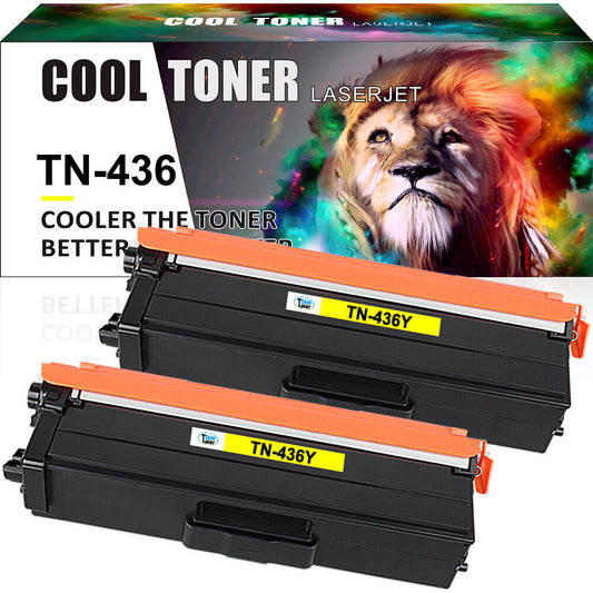 2PK TN436 Yellow Toner Compatible With Brother MFC-L9570CDW L8900CDW HL-L8260CDW