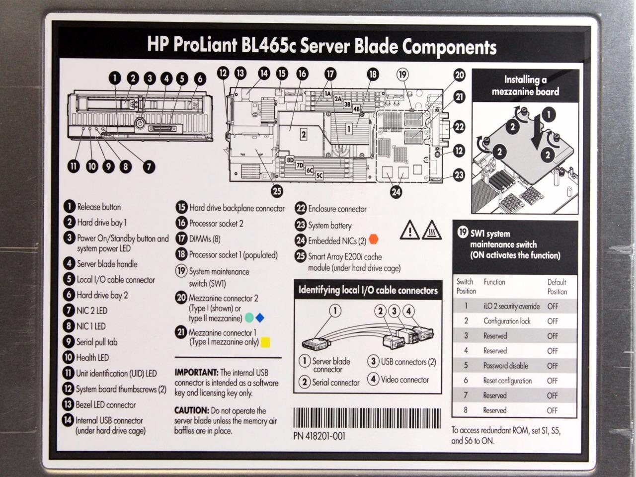 HP ProLiant BL465C BC08-s CTO Blade Base Server Chassis w/Motherboard 403435-B21