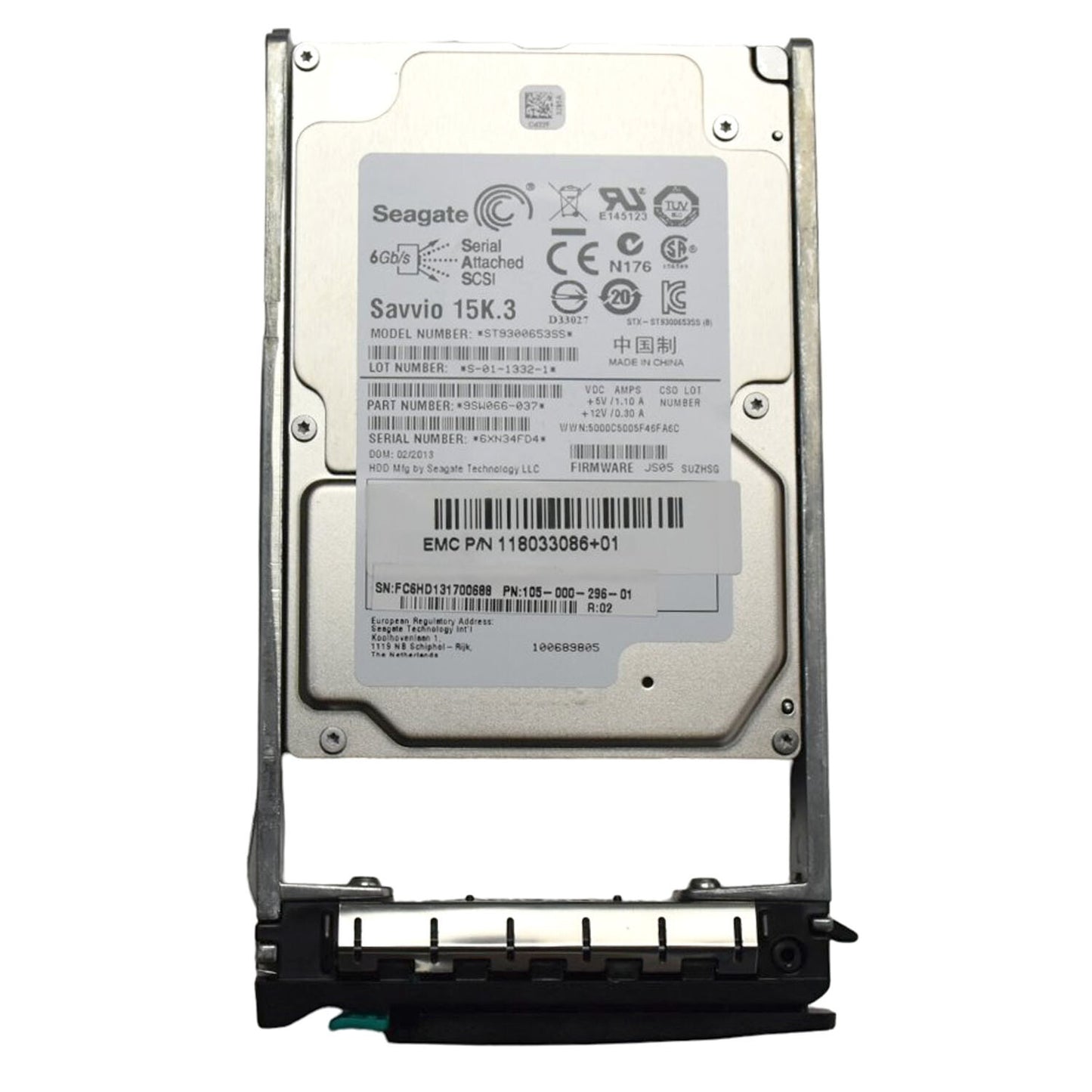 Seagate Savvio 15K.3 ST9300653SS 300GB 15000 RPM 64MB Cache SAS 6Gb/s 2.5" HDD (NOT FOR HOME PC)