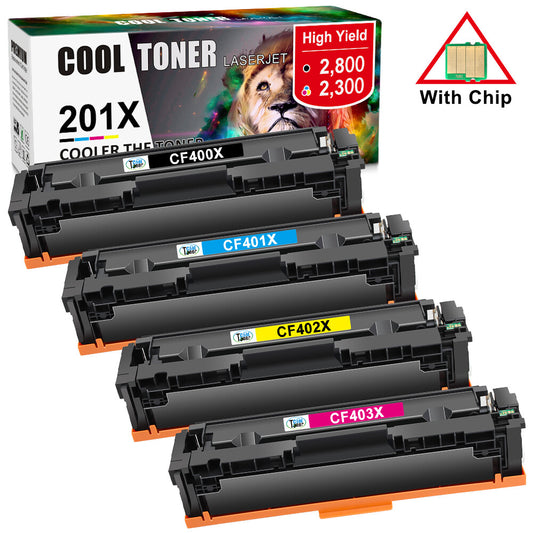 4 Pack Toner Cartridge CF400A 201A 201X High Yield For HP Laserjet M252dw M277dw