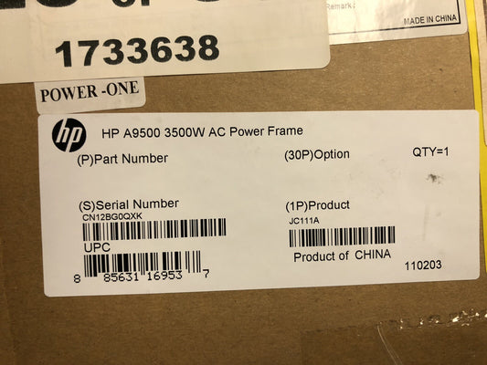 HP HPE JC111A 9500 A9500 S9500E Switch 3500W AC Power Frame 3.5kW w/ 1x 1800 PSU