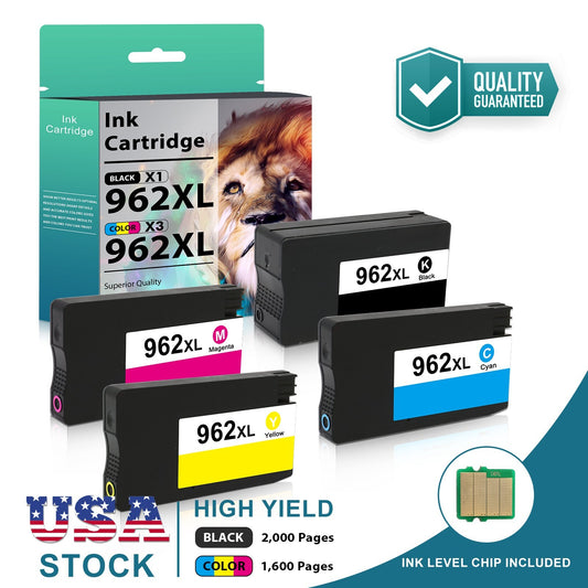 4PK 962XL Ink Cartridges for HP Officejet Pro 9010 9015 9018 9020 9025 Printers