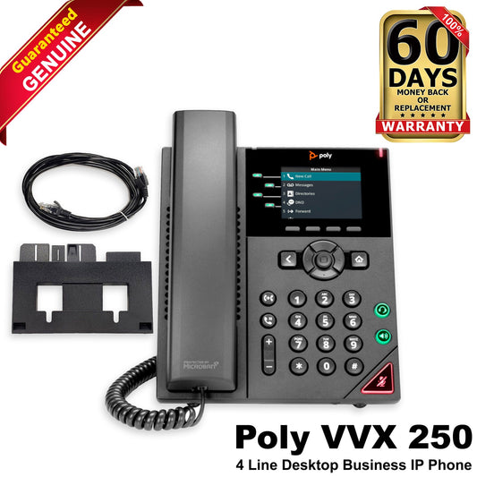10-Lot Polycom VVX 250 IP Phone 4-Line Color LCD 1GbE VoIP PoE 2200-48820-025