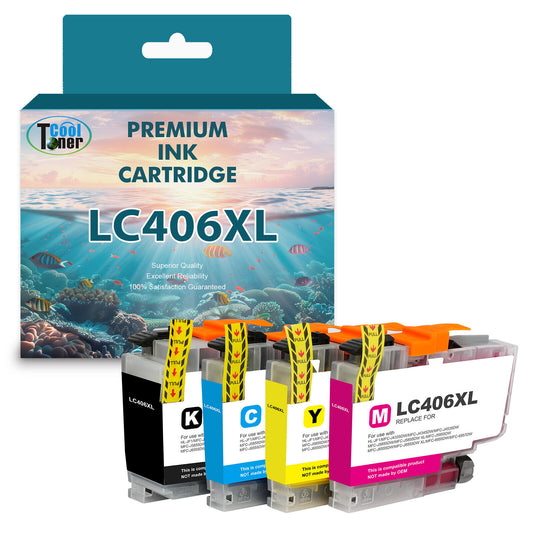 4 Pack 406 LC406 Ink Cartridges for Brother MFC-J4335DW MFC-J4535DW MFC-J4345DW