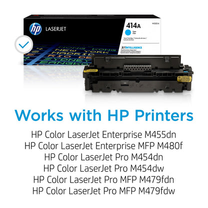 HP 414A Cyan Original LaserJet Toner Cartridge, ~2,100 pages, W2021A