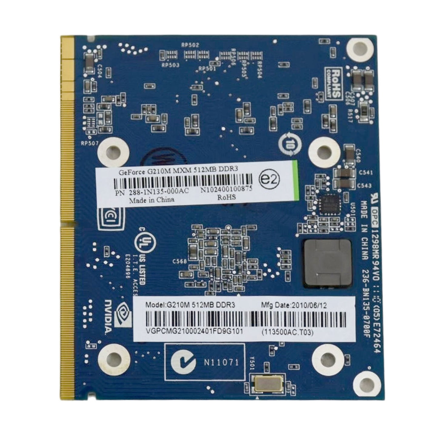 NVIDIA GeForce G210M Video Graphics Card 512 MB DDR3 64-bit 1500MHz VG.PCMG2.100