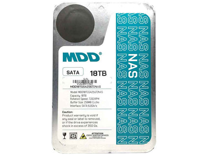 MDD 18TB 7200RPM 256MB Cache SATA 6Gbps 3.5" Internal NAS Hard Drive (RAID, NAS)
