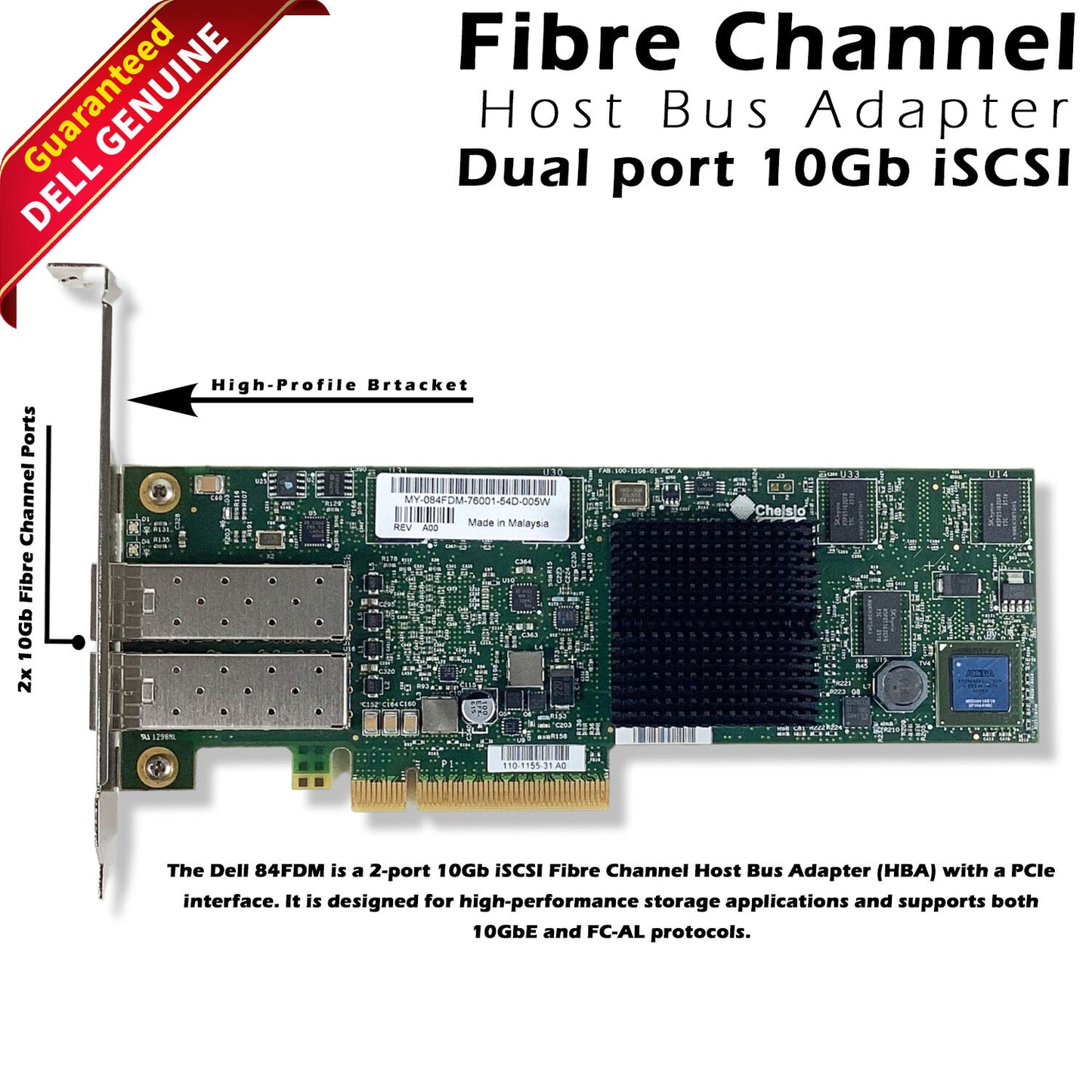 Dell 84FDM HBA Network Adapter Card Dual-Port SAS 10Gbps PCI-E Fibre Channel (NOT FOR HOME PC)