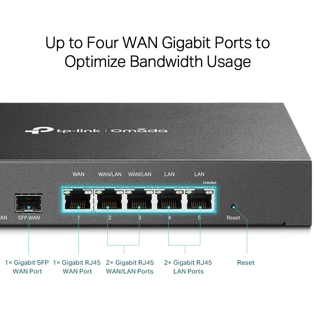 TP-Link ER7206 | Omada 5-Port Gigabit Multi-WAN VPN Router | 2 Config WAN/LANs