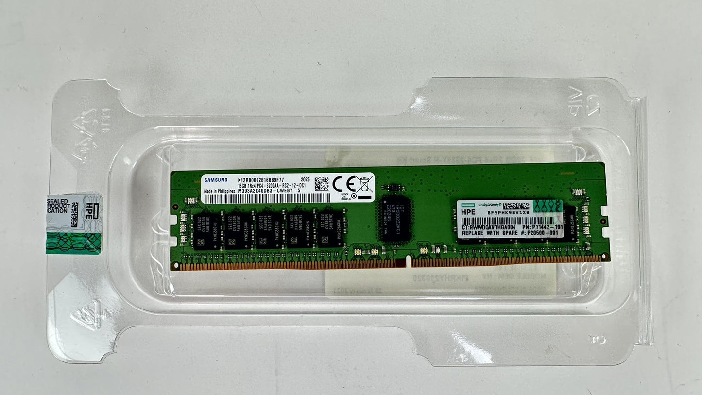 HPE 1x 16GB 1Rx4 Single Rank DDR4-3200 Registered ECC RAM Memory P11442-191 (NOT FOR HOME PC)