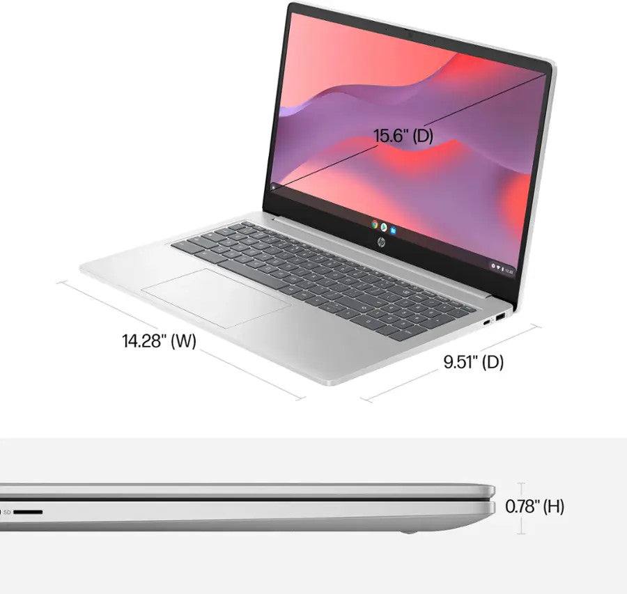 New HP Chromebook 15.6" HD Quad-Core N200 8GB 64GB eMMC Webcam Wi-Fi Chrome OS