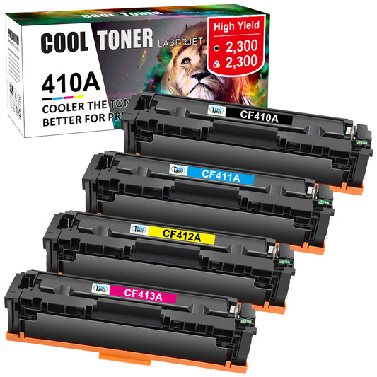 4 Pack 410A Toner Compatible With HP CF410A CF411A CF412A CF413A M477fdn M452nw