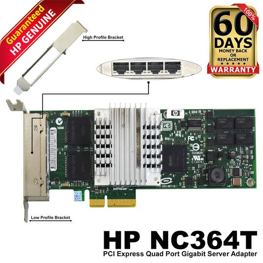 HP Intel NC364T 4-Ports 1GbE RJ-45 PCIe 1.0 Server Adapter 436431-001 435506-003