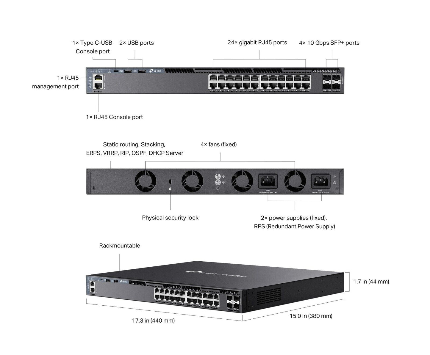 TP-Link SG6428X | Omada 24-Port Gigabit Stackable L3 Managed Switch | 4* 10G SFP