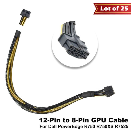 Lot of 25 Dell PowerEdge R750 R7525 12 Pin to 8 Pin 16" GPU Power Cable F8NXW