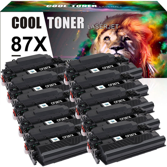 10 PK Toner for HP 87X CF287X LaserJet Enterprise M506dn M506n M506x MFP M527f