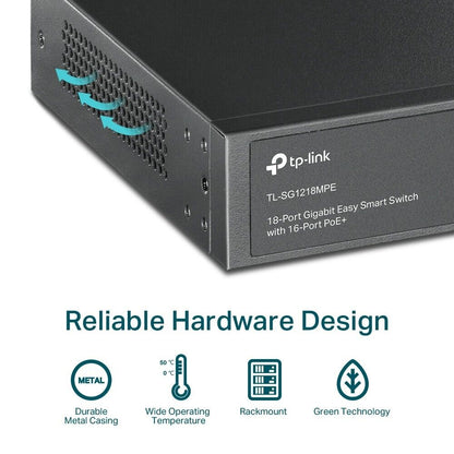 TP-Link TL-SG1218MPE | 18-Port 1000Mb Gigabit Easy Smart Switch | 16* PoE+ Port