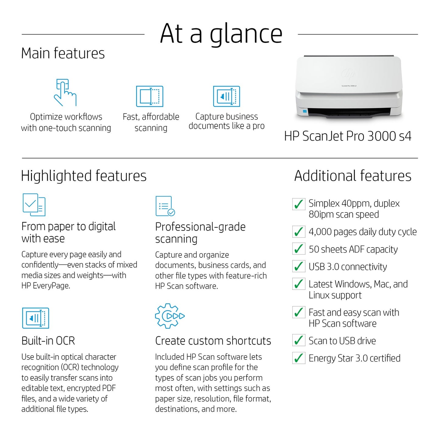 HP ScanJet Pro 3000 s4 Sheet-feed Scanner