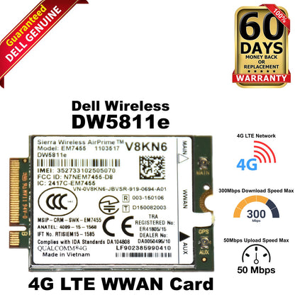 Dell Latitude E5270 DW5811E Mobile Broadband 4G WWAN Wireless Card EM7455 V8KN6