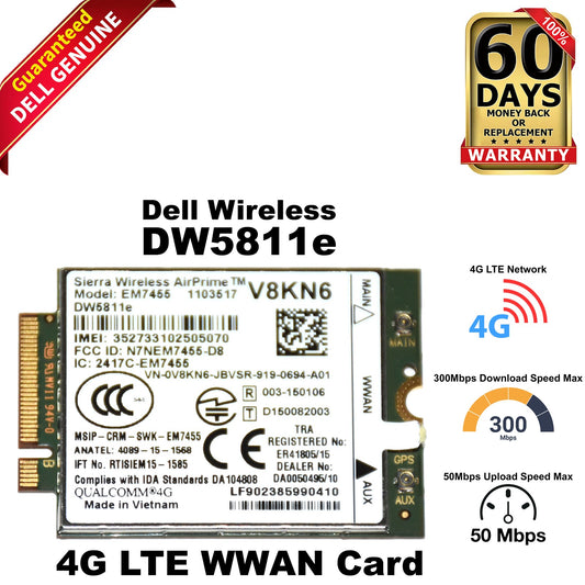 Dell Latitude E5270 DW5811E Mobile Broadband 4G WWAN Wireless Card EM7455 V8KN6