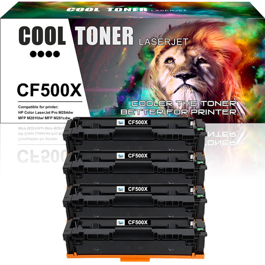 4PK CF500X Black Toner Compatible with HP 202X LaserJet M254dw M281cdw M281fdw