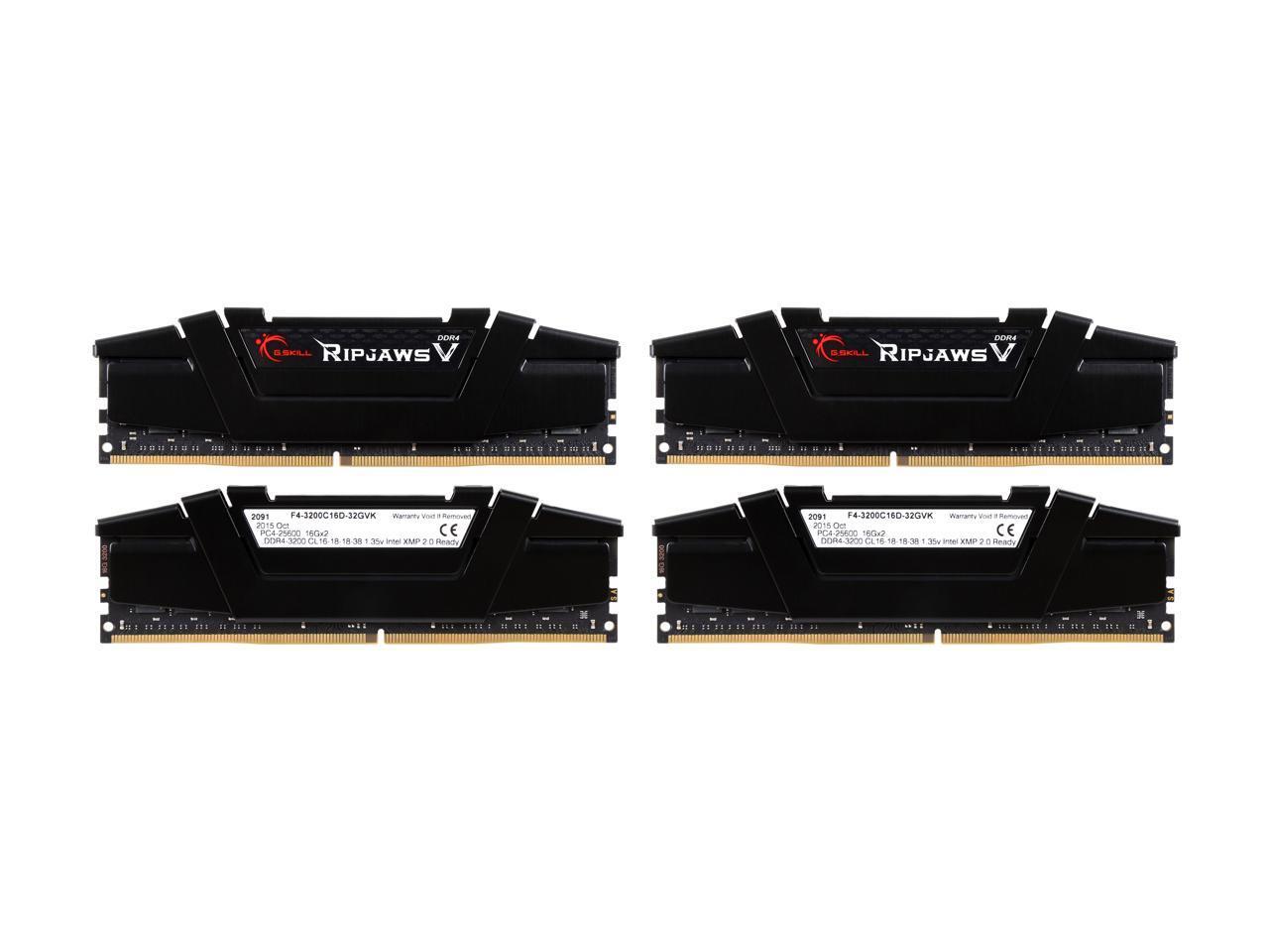 G.SKILL Ripjaws V Series 64GB (4 x 16GB) DDR4 3200 (PC4 25600) Intel XMP 2.0 De