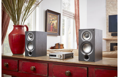 Elac UB52-BK Uni-Fi 2.0 Three-Way Bookshelf Speakers, Pair in Black