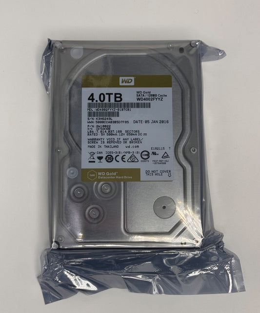 NEW!!! WD WD4002FYYZ Gold 4 TB 3.5" SATA 7200RPM 128MB Cache Hard Drive