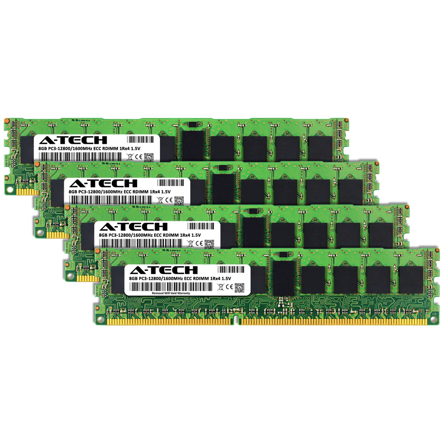 A-Tech 32GB 4x 8GB 1Rx4 PC3-12800R DDR3 1600MHz ECC RDIMM REG Server Memory RAM (NOT FOR HOME PC)