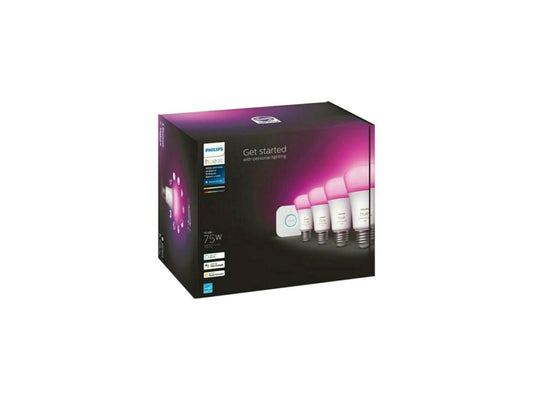 Philips Hue A19 LED Color Smart Bulb Starter Kit (75W 2021 Version), Compatible