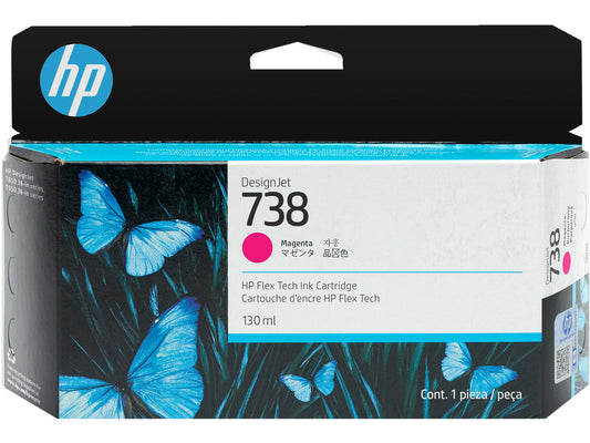 HP 738 130-ml Magenta DesignJet Ink Cartridge, 498N6A